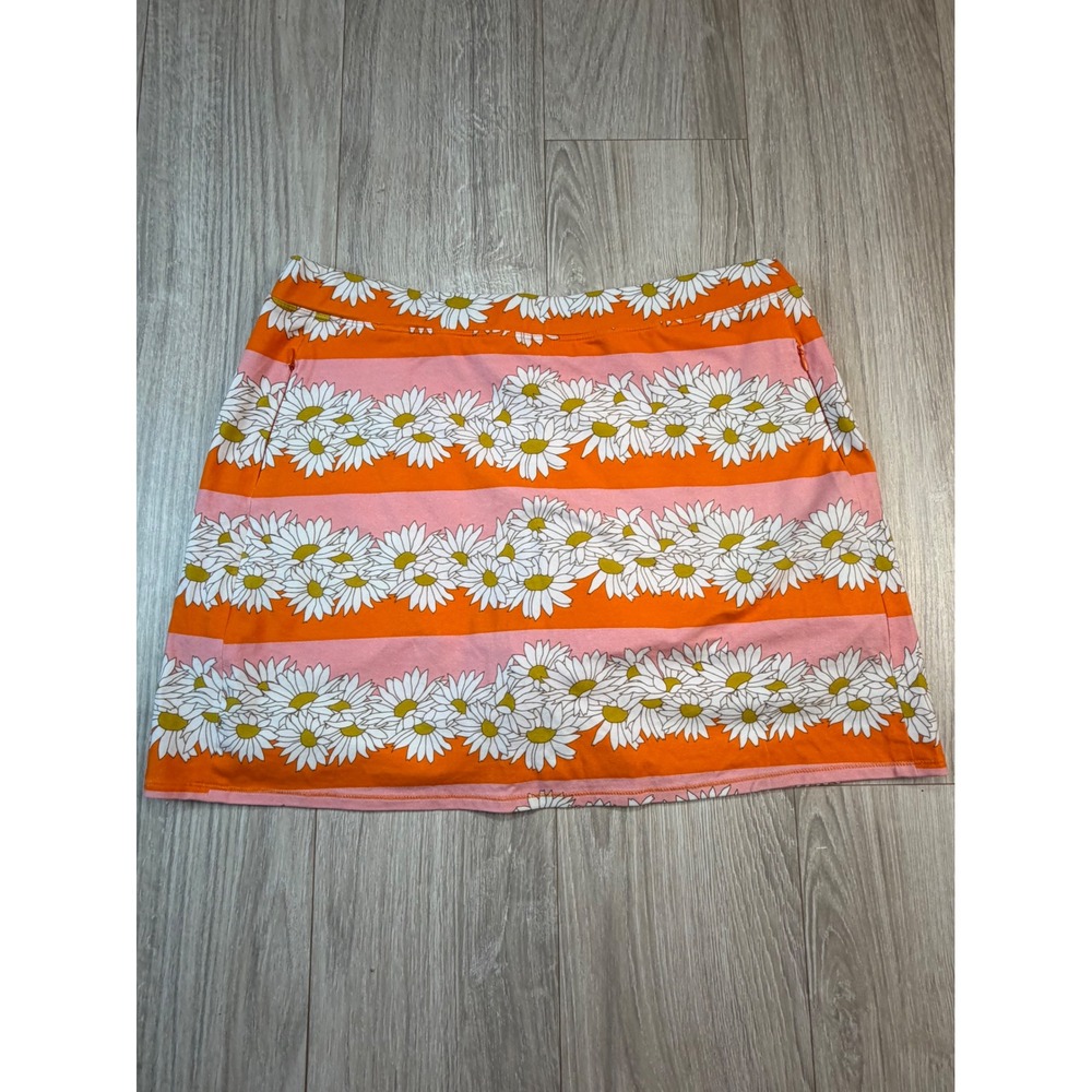 Spartina 449 Womens XL Skort Daisy Floral Stripe Pink Orange Active Golf Tennis